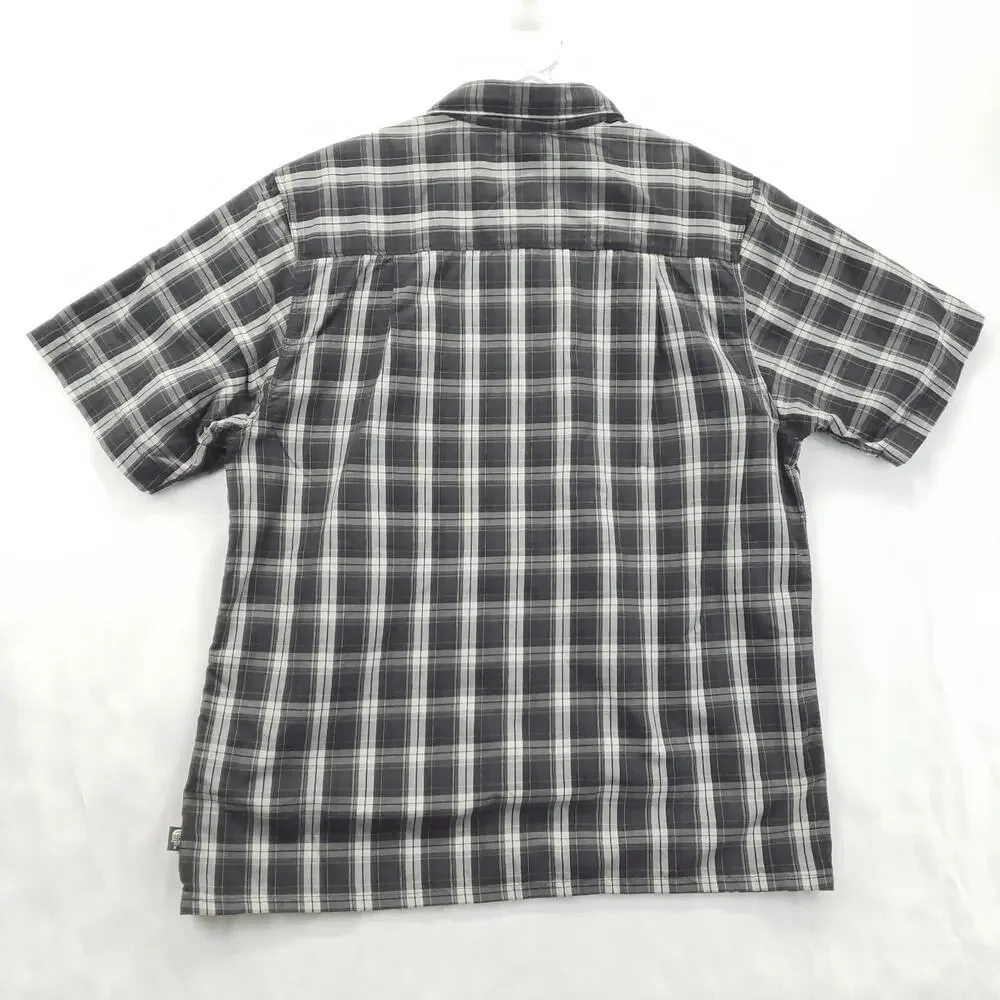 The North Face Shirt Men Medium Black White Plaid Short Sleeve Classic Button-Up